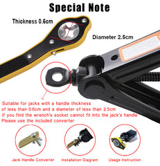 Ratchet Key for Jack with Bi-Directional Rotation.