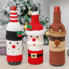 Set of Three Christmas Themed Red Wine Bottle Covers