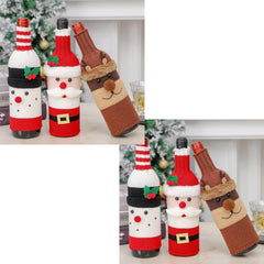 Set of Three Christmas Themed Red Wine Bottle Covers