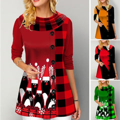 Long Sleeve Christmas Themed Blouse