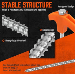 8" Tent Stakes - Screw-in Ground Anchors for Tents