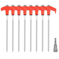 8" Tent Stakes - Screw-in Ground Anchors for Tents